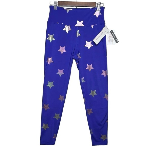 Nanette Lapore Play Compression Leggings Small Y2K Metallic starsm - Picture 1 of 13
